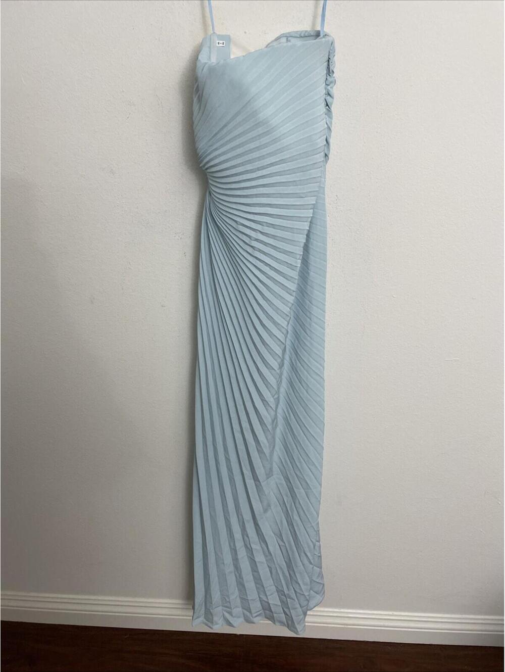 A.L.C. Ice Blue Layla Strapless Gown Pleated Maxi Dress Size 0 $695msrp - Picture 4 of 8